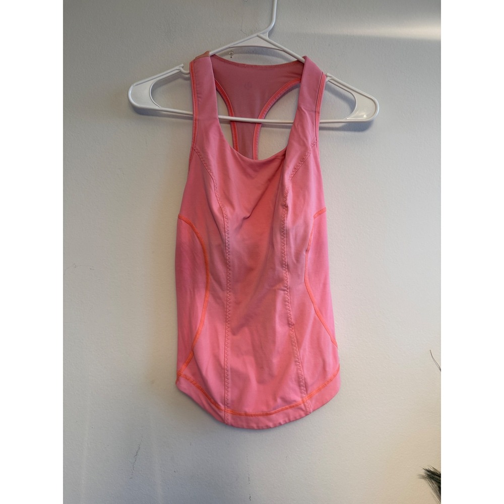 Lululemon Pink Orange Mesh Back Racerback Tank Top Size 4 Athletic Workout